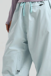 Women's Ice Blue Baggy Drawstring Durable Snow Pants